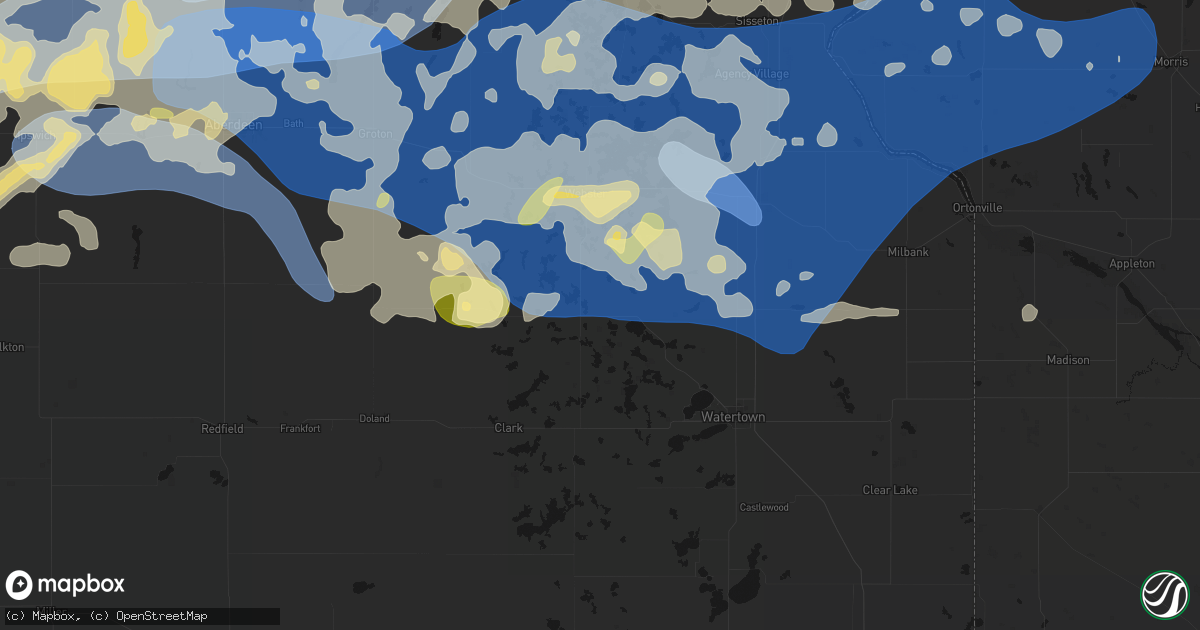 Hail map in Wallace, SD on July 7, 2026