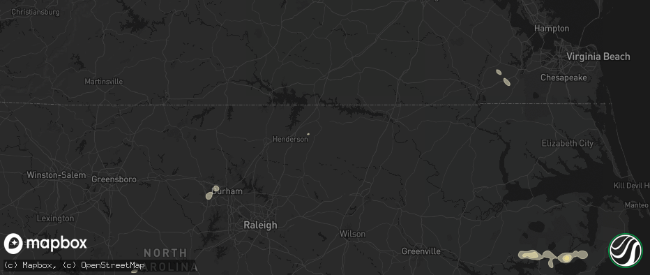 Hail map in Warrenton, NC on July 7, 2026