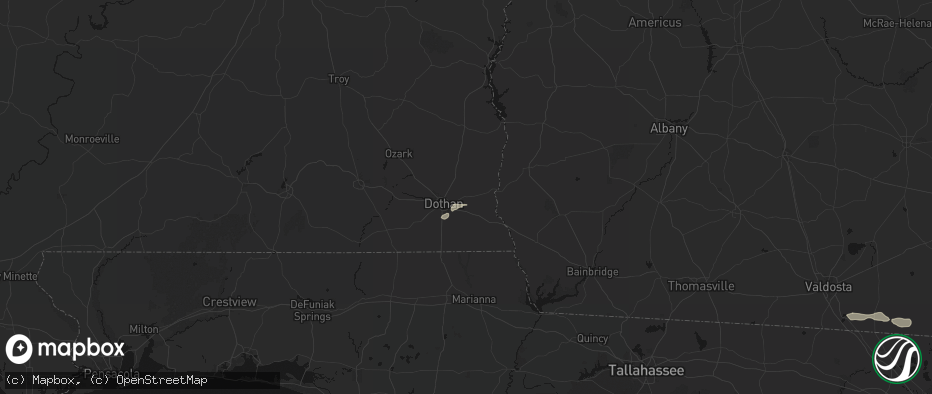 Hail map in Webb, AL on July 7, 2026