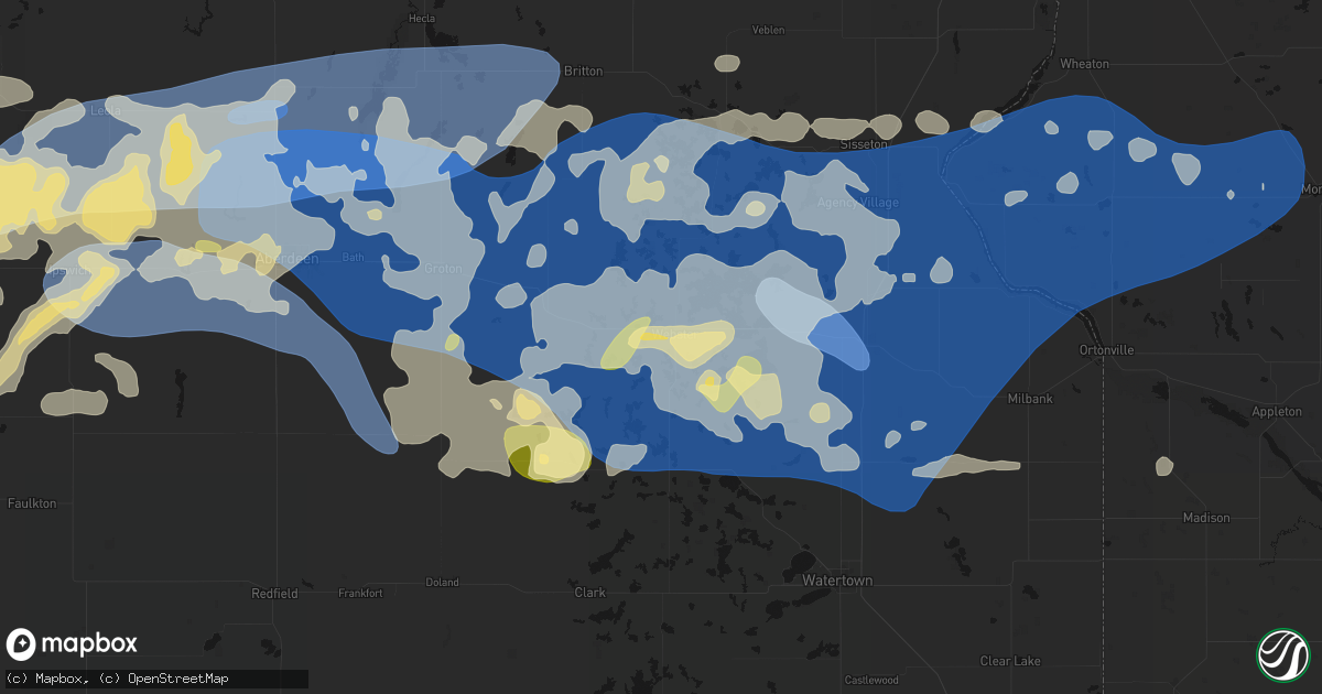 Hail map in Webster, SD on July 7, 2026