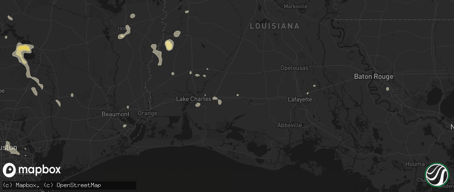 Hail map in Welsh, LA on July 7, 2026