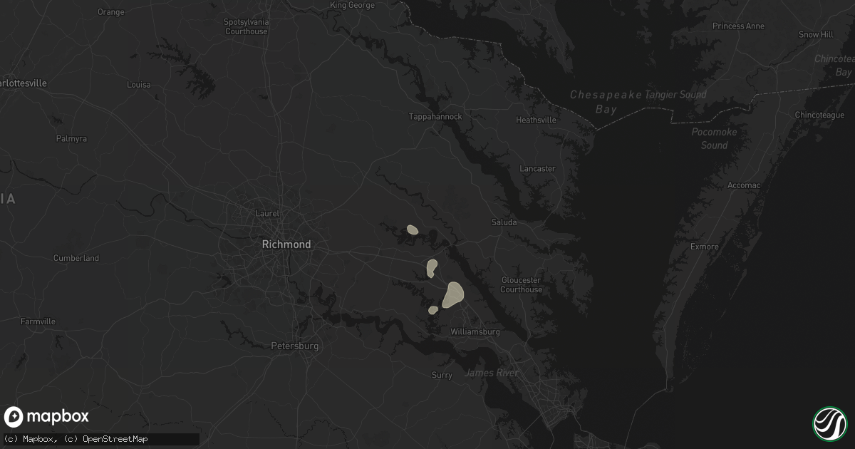 Hail map in West Point, VA on July 7, 2026