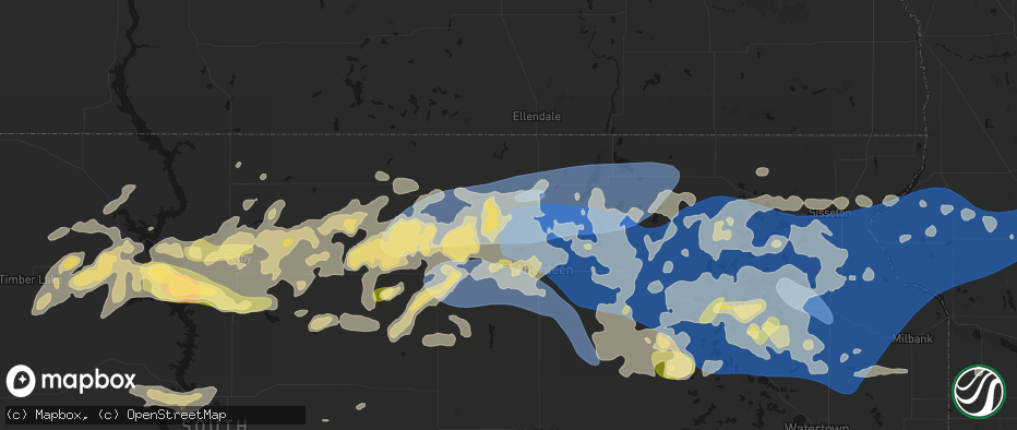 Hail map in Westport, SD on July 7, 2026