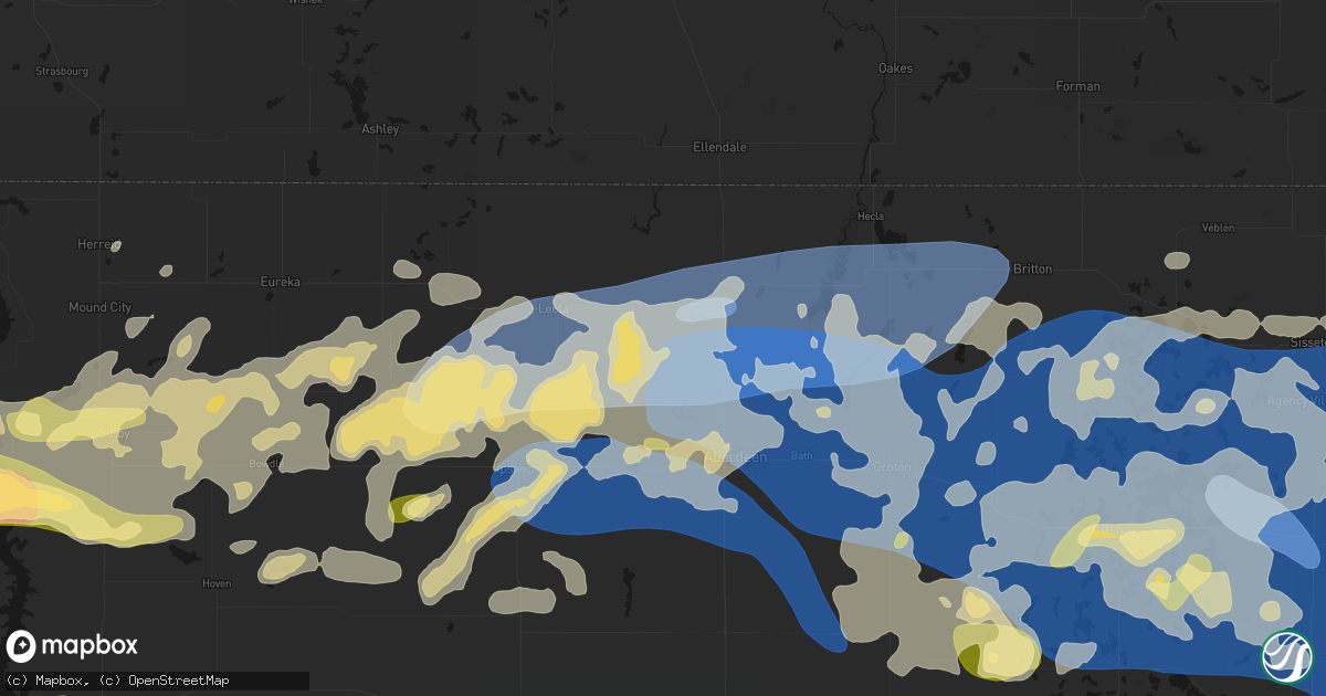 Hail map in Westport, SD on July 7, 2026