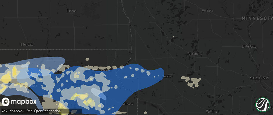 Hail map in Wheaton, MN on July 7, 2026
