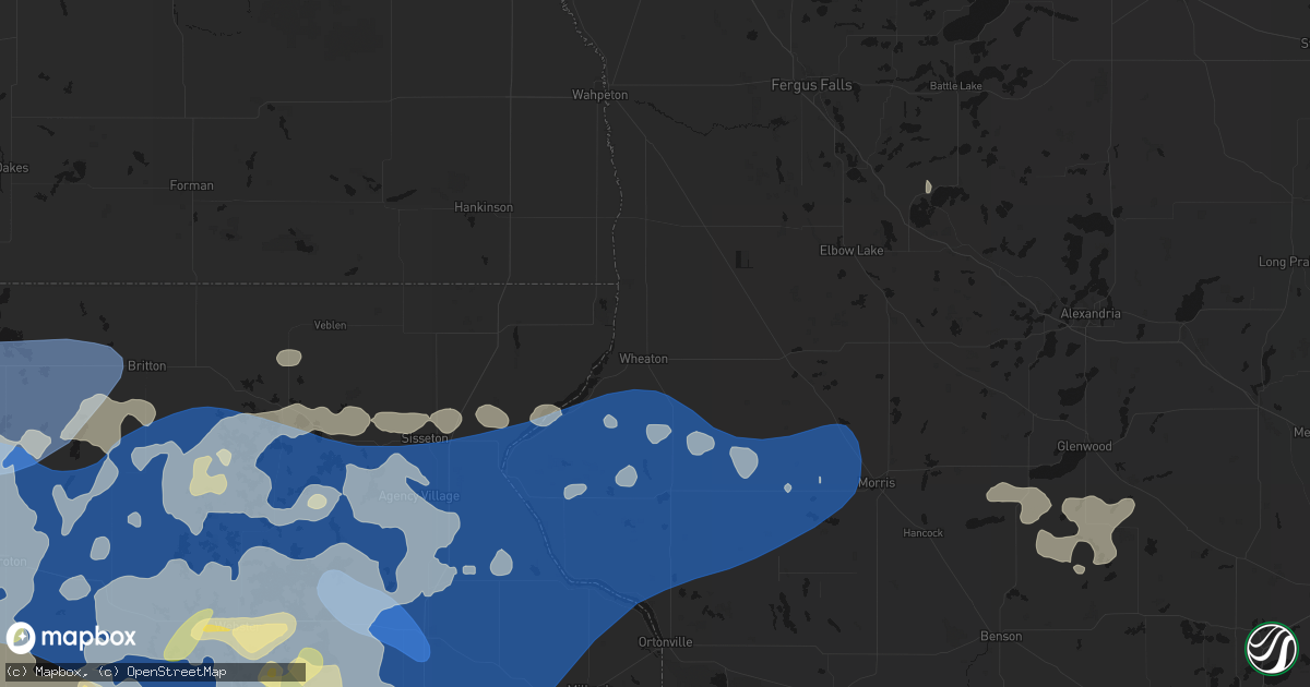 Hail map in Wheaton, MN on July 7, 2026