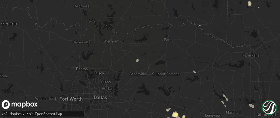 Hail map in Wolfe City, TX on July 7, 2026
