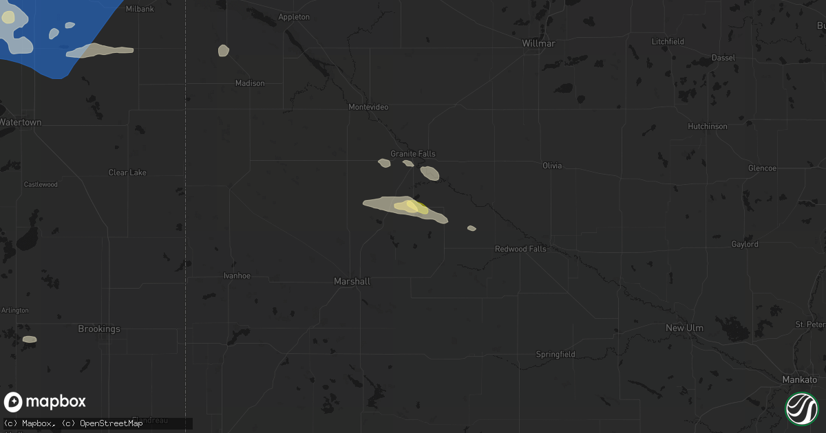 Hail map in Wood Lake, MN on July 7, 2026