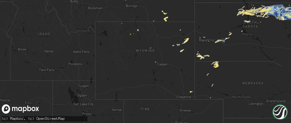 Hail map in Wyoming on July 7, 2026