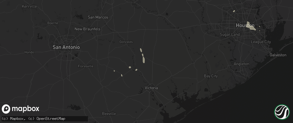 Hail map in Yoakum, TX on July 7, 2026