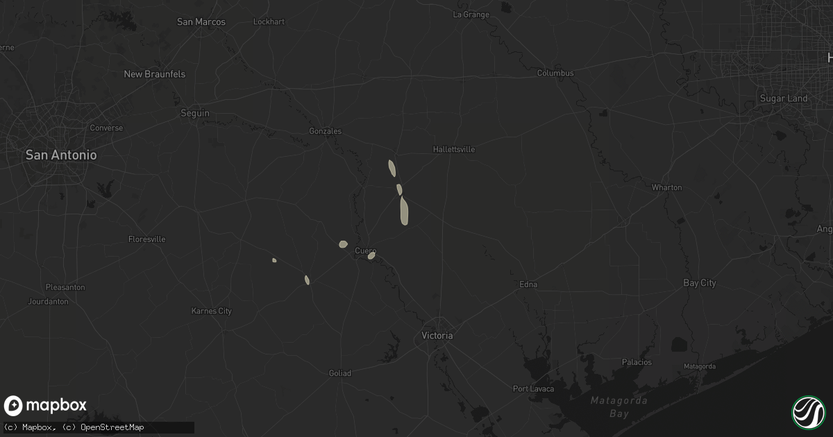 Hail map in Yoakum, TX on July 7, 2026