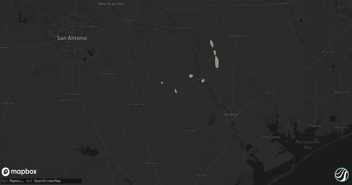 Hail map in Yorktown, TX on July 7, 2026