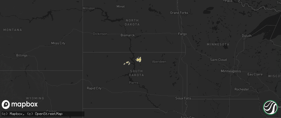 Hail map on July 7, 2026