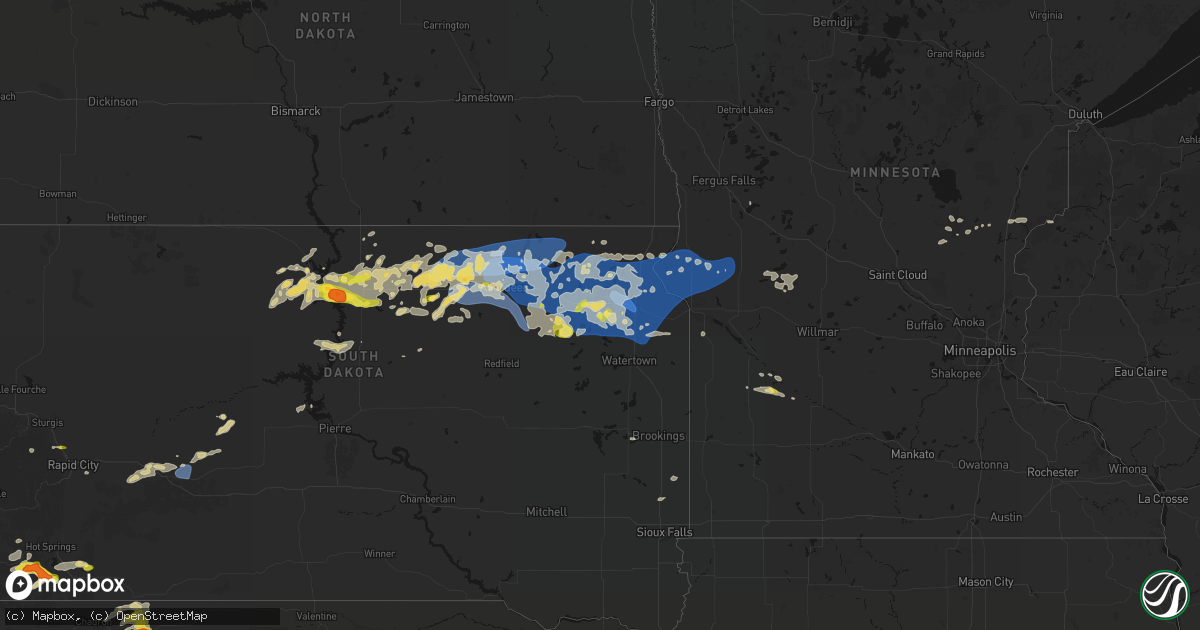 Hail map on July 7, 2026