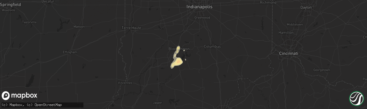 Hail map in Bloomington, IN on July 8, 2012