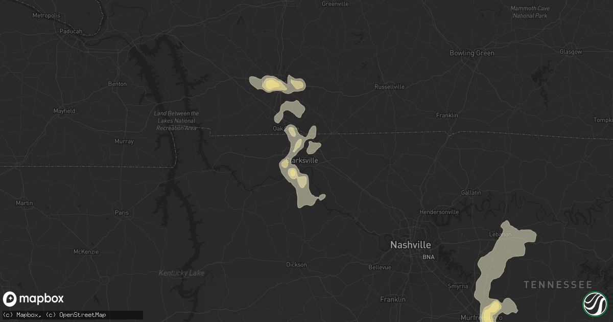Hail map in Clarksville, TN on July 8, 2012