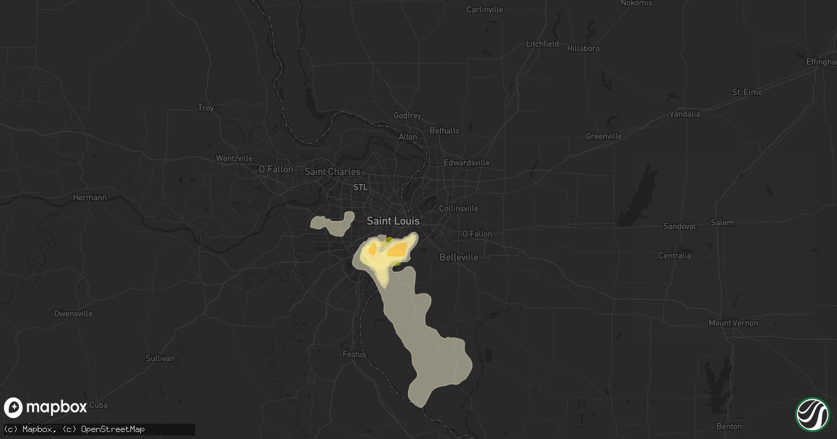 Hail map in East Saint Louis, IL on July 8, 2012