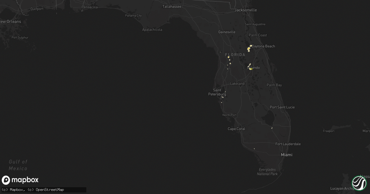 Hail map in Florida on July 8, 2012