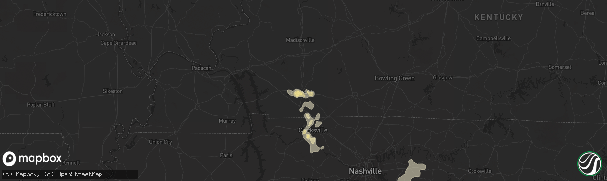 Hail map in Hopkinsville, KY on July 8, 2012