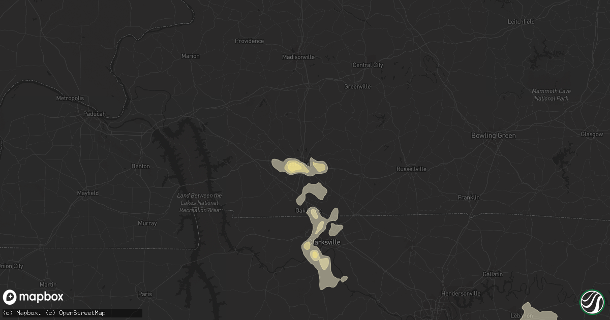 Hail map in Hopkinsville, KY on July 8, 2012