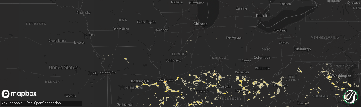 Hail map in Illinois on July 8, 2012