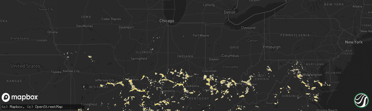 Hail map in Indiana on July 8, 2012