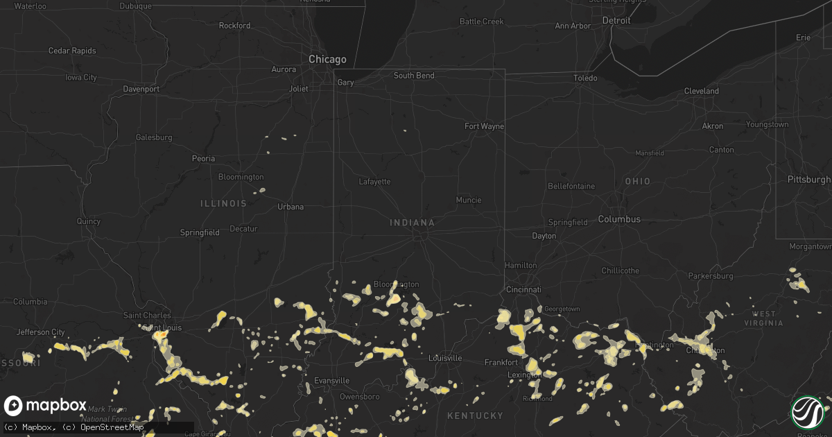 Hail map in Indiana on July 8, 2012