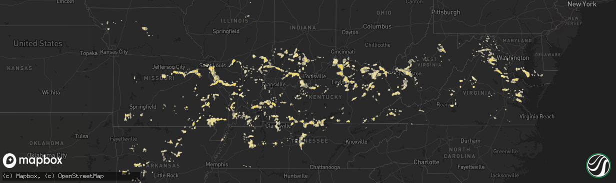 Hail map in Kentucky on July 8, 2012