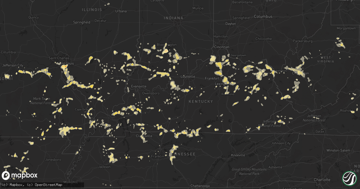 Hail map in Kentucky on July 8, 2012