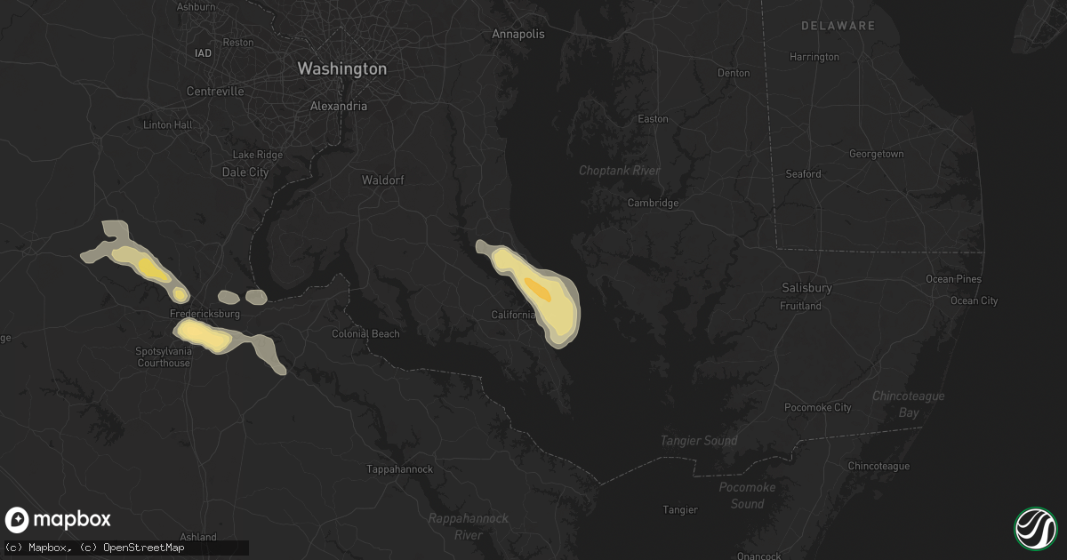 Hail map in Lusby, MD on July 8, 2012