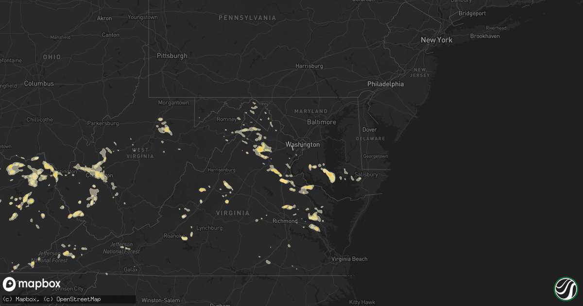 Hail map in Maryland on July 8, 2012