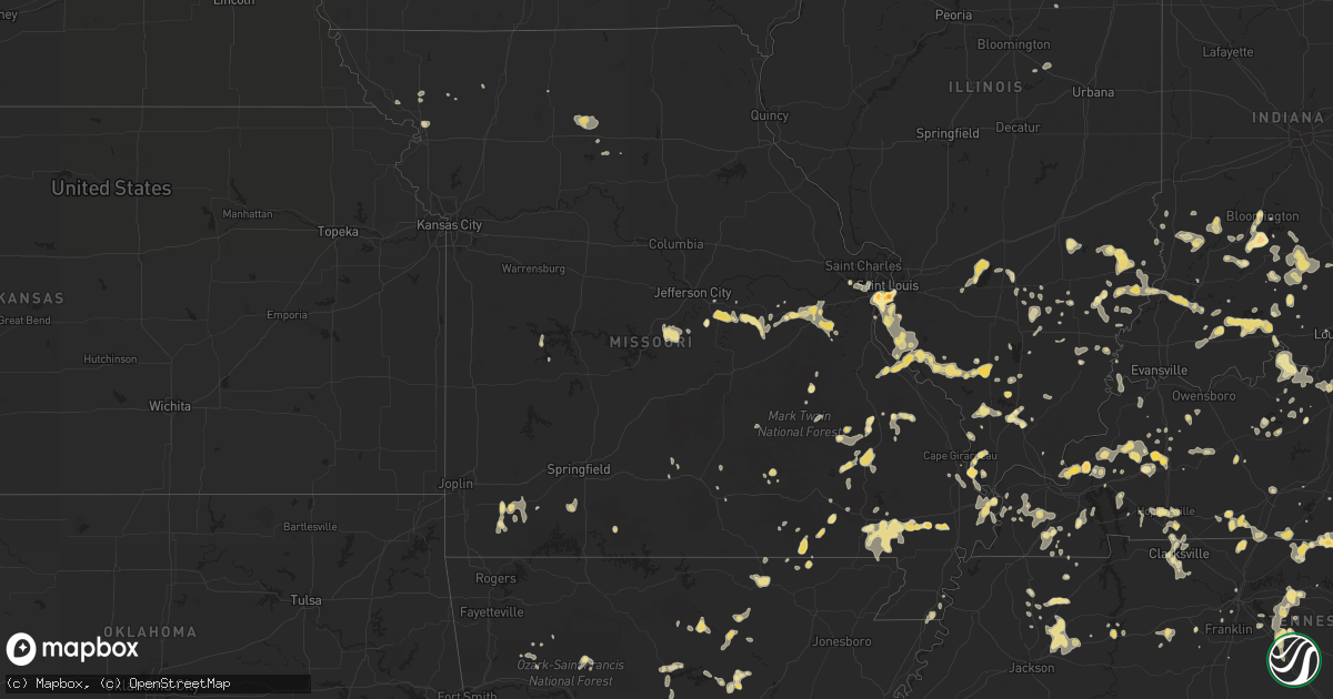 Hail map in Missouri on July 8, 2012