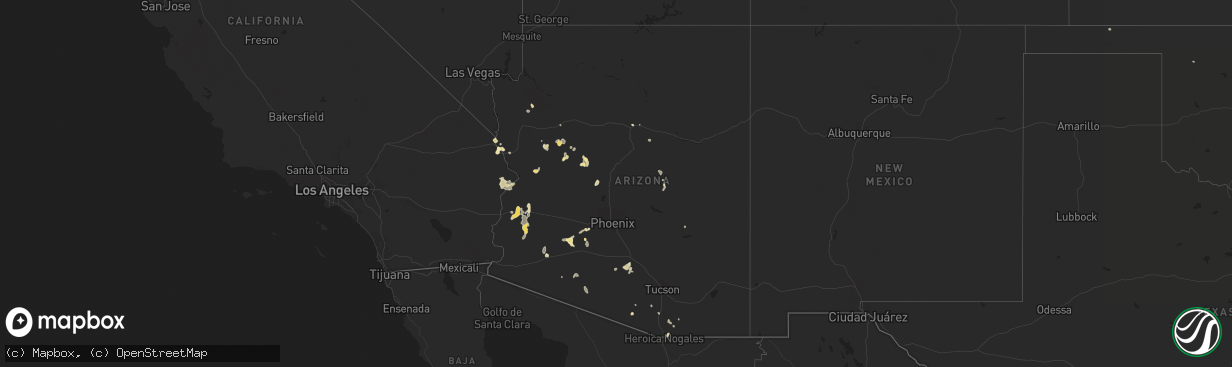 Hail map in Arizona on July 8, 2014