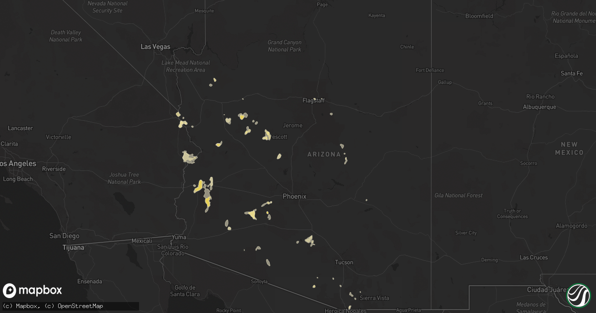Hail map in Arizona on July 8, 2014