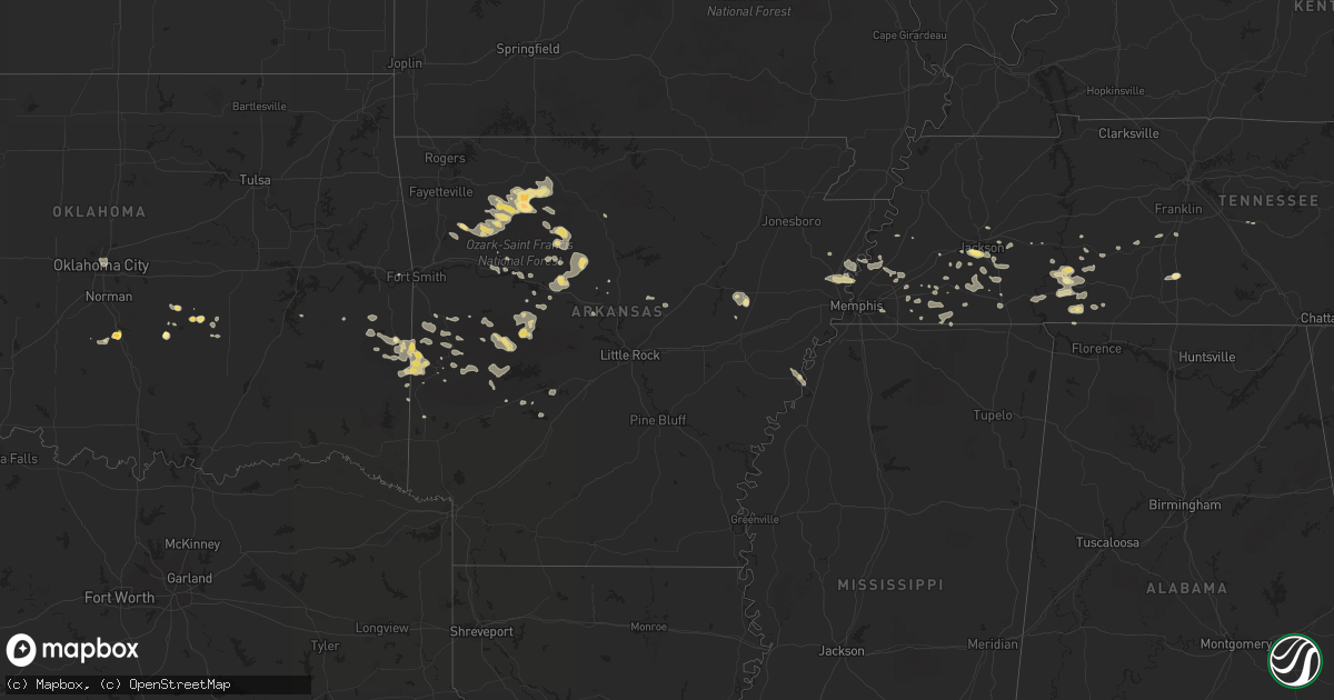 Hail map in Arkansas on July 8, 2014