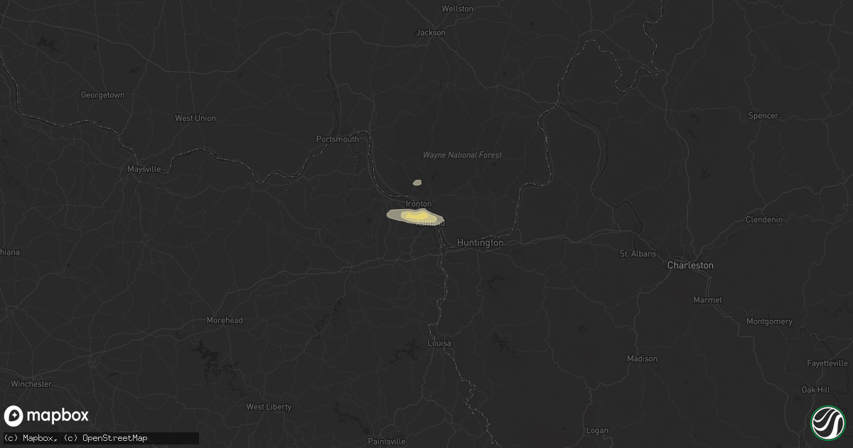 Hail map in Ashland, KY on July 8, 2014