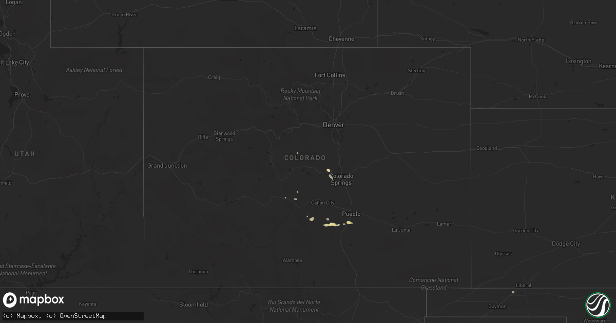 Hail map in Colorado on July 8, 2014