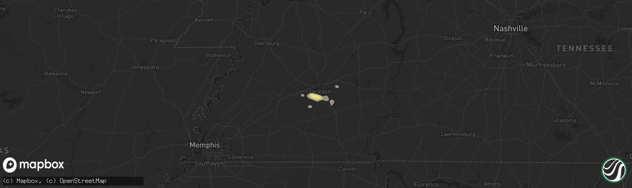 Hail map in Jackson, TN on July 8, 2014