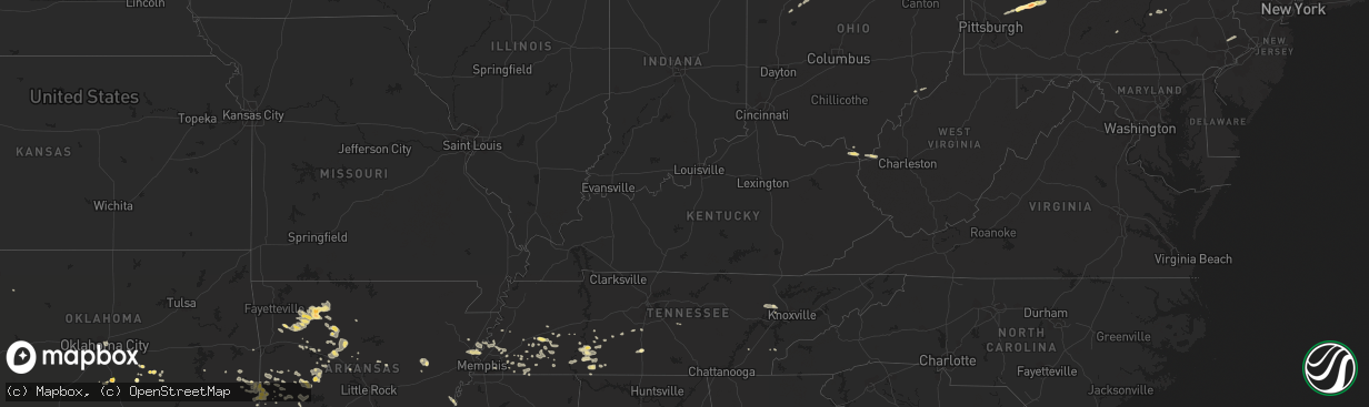 Hail map in Kentucky on July 8, 2014