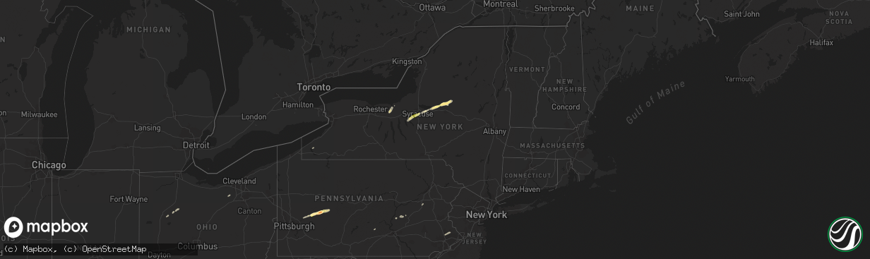 Hail map in New York on July 8, 2014