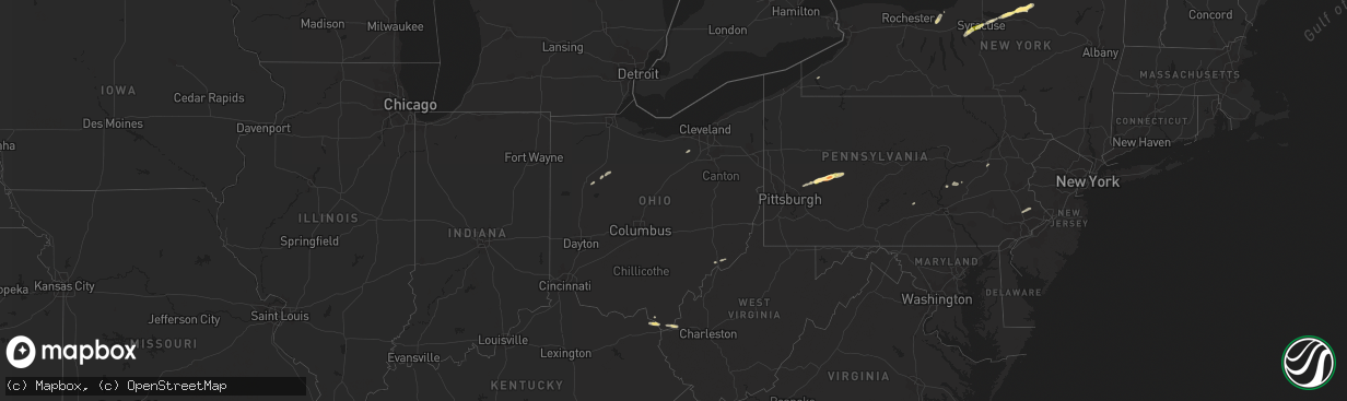 Hail map in Ohio on July 8, 2014