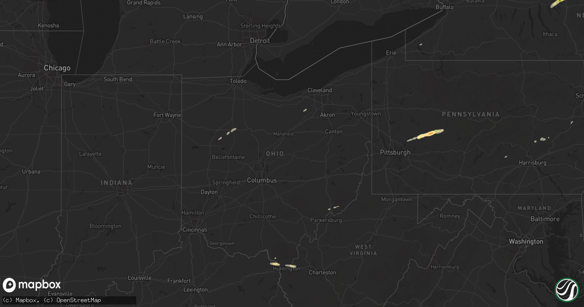 Hail map in Ohio on July 8, 2014