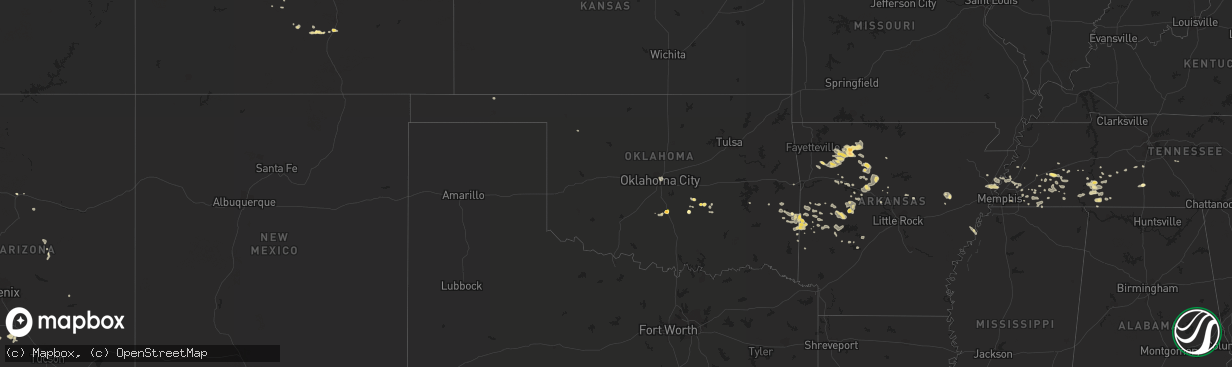 Hail map in Oklahoma on July 8, 2014