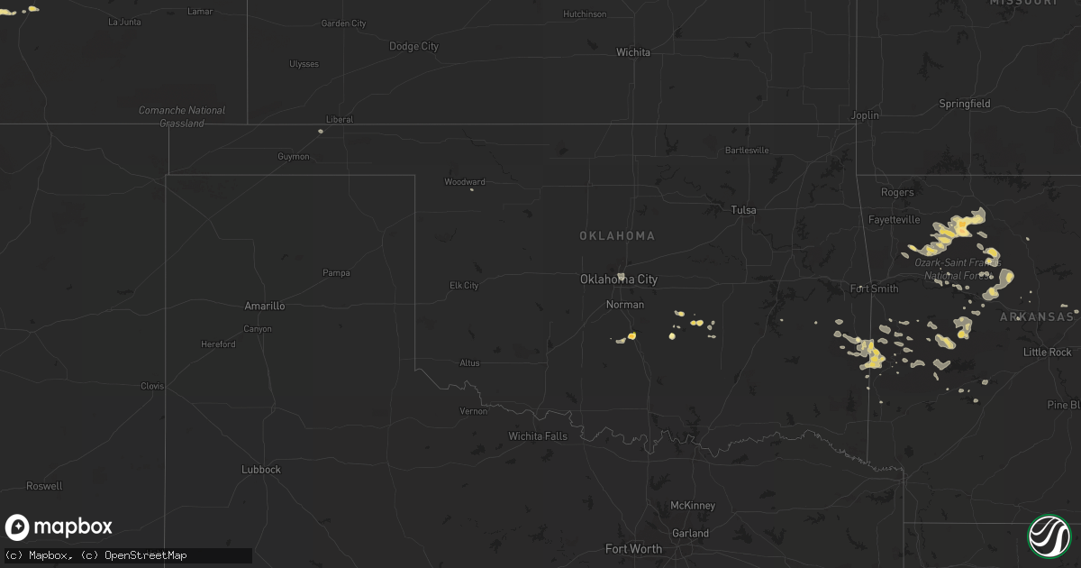 Hail map in Oklahoma on July 8, 2014
