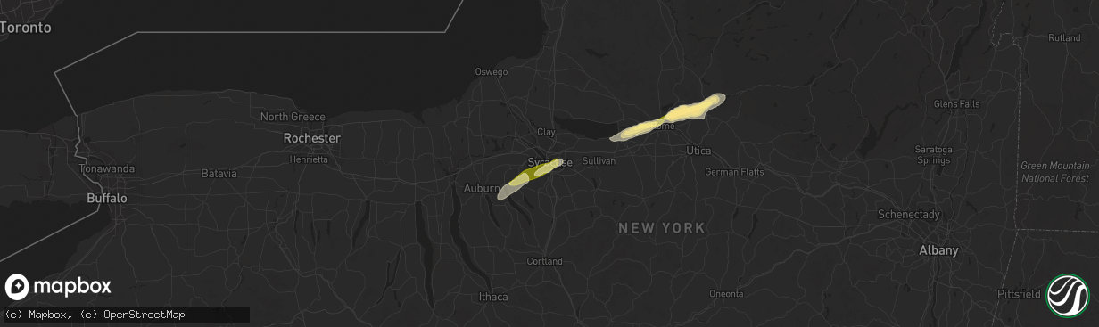 Hail map in Syracuse, NY on July 8, 2014