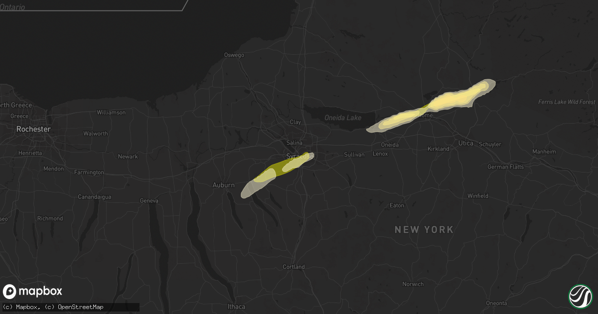 Hail map in Syracuse, NY on July 8, 2014