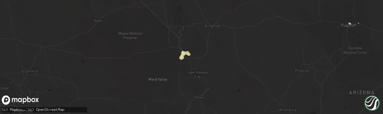 Hail map in Topock, AZ on July 8, 2014