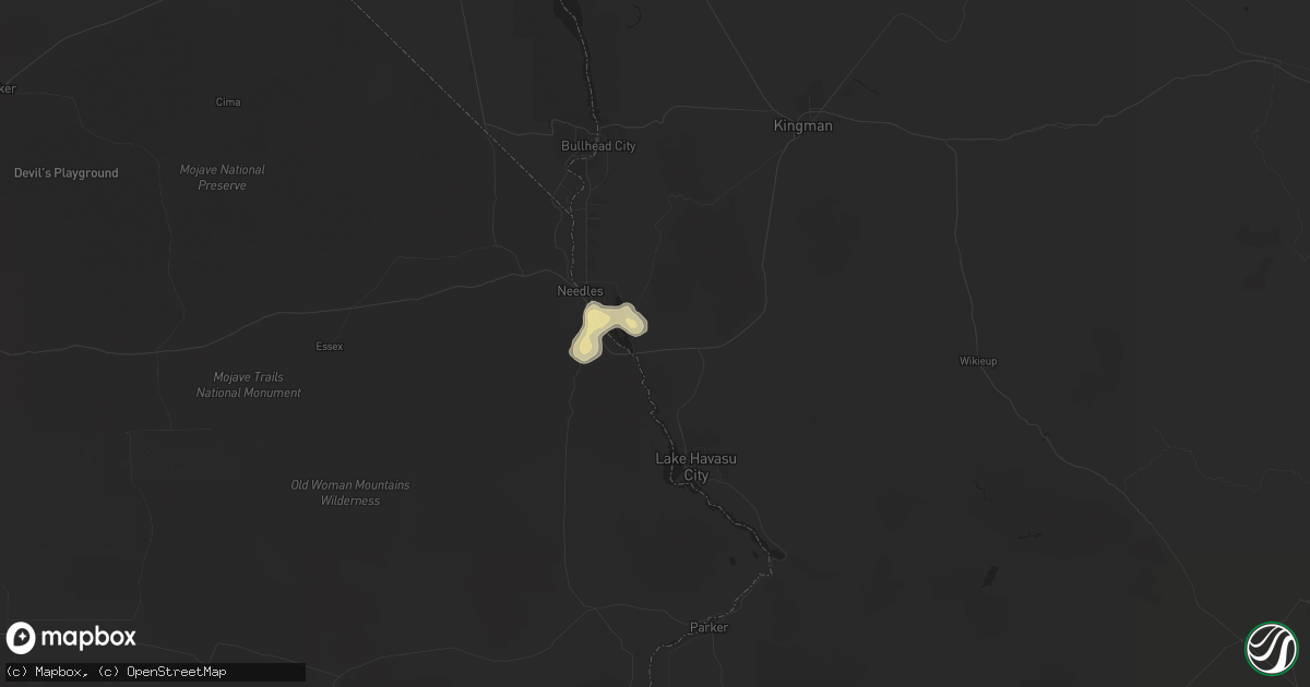 Hail map in Topock, AZ on July 8, 2014