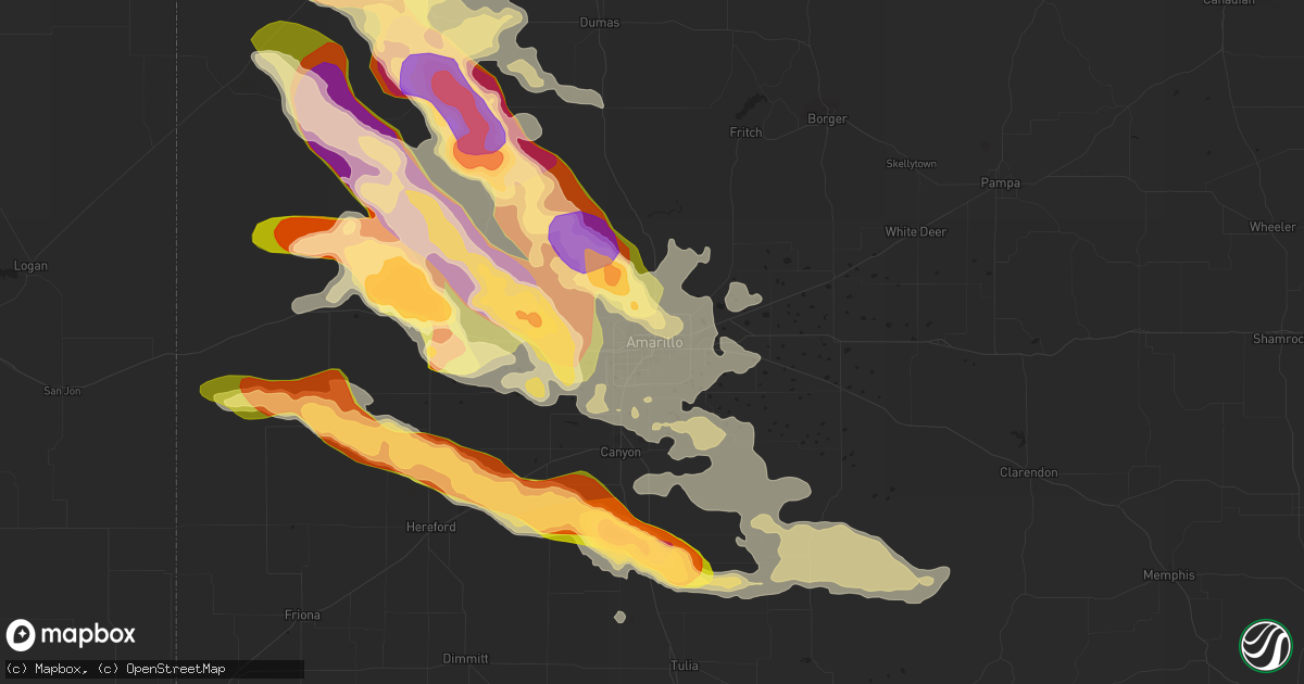 Hail map in Amarillo, TX on July 8, 2015