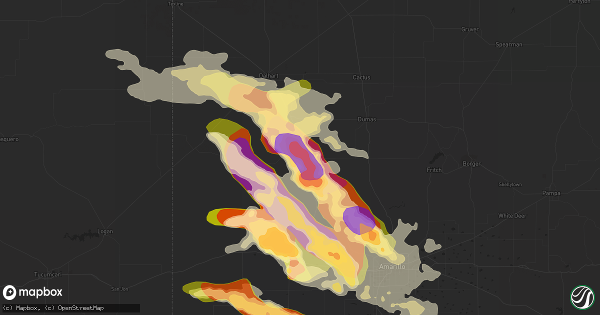 Hail map in Channing, TX on July 8, 2015